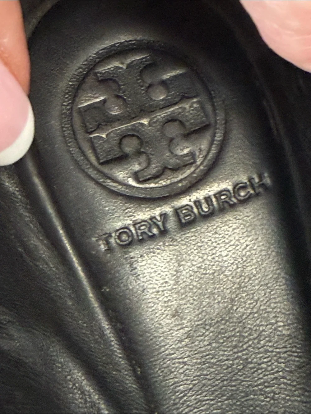 Tory Burch Black Patent Leather Logo Ballet Flats Size 7M